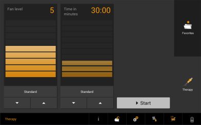 Cryo 7 Therapy screen - Dark mode